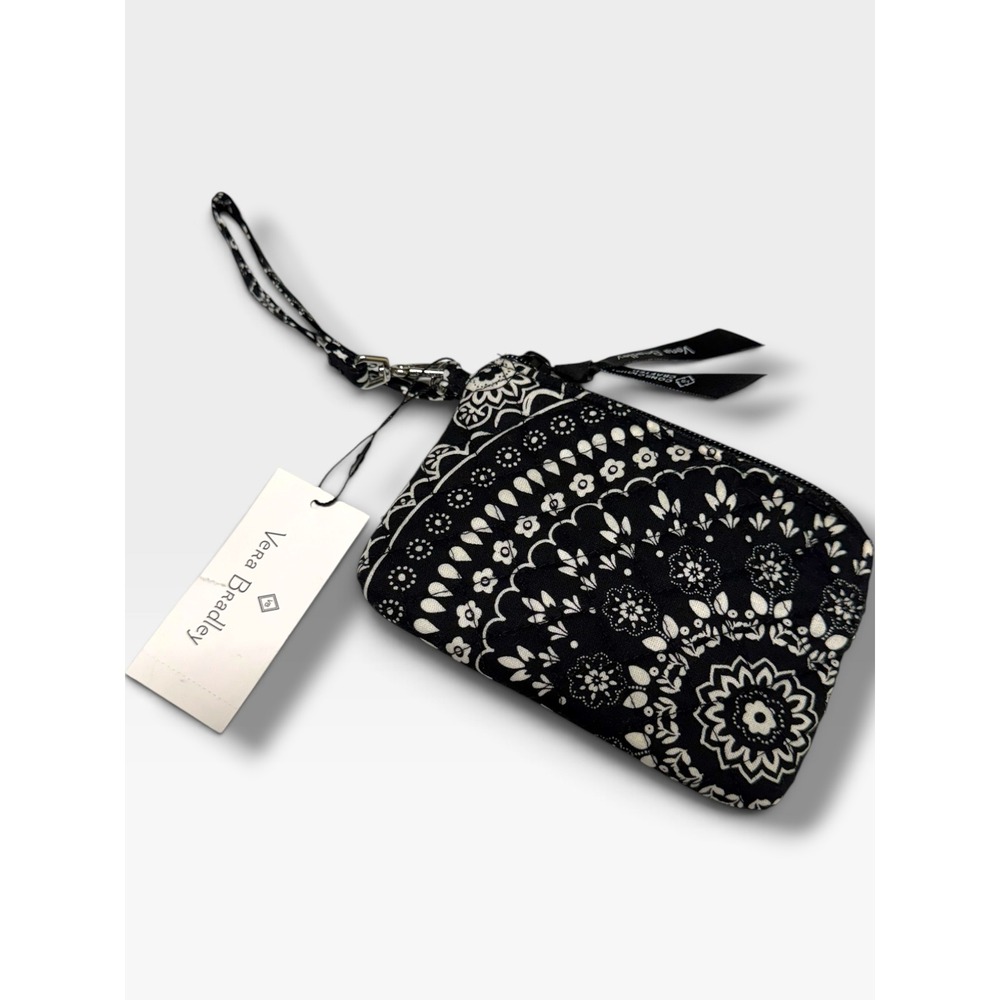 Vera Bradley Clip & Zip Mini Pouch Black Bandana Medallion NWT